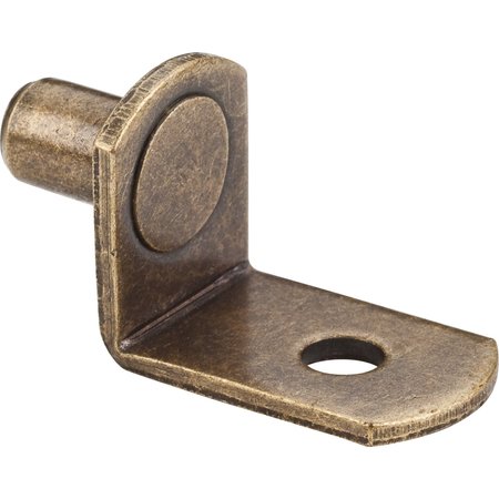 HARDWARE RESOURCES Antique Brass 1/4" Pin Angled Shelf Support with 3/4" Arm and 1/8"Hole 1610AB